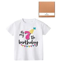 Its My 7th Birthday Party Boys and Girls Costume Tshirt Memorable Gift Idea Amazing Photoshoot Prop Pink
