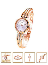 JW Women Bracelet Watch with Stainless Steel Round Dial and Quartz-Rose Gold