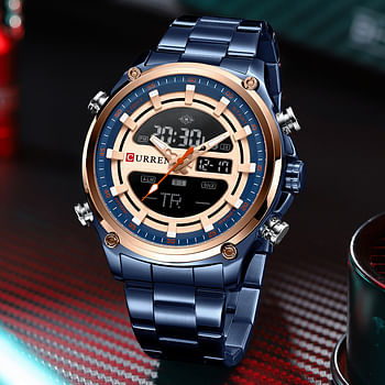 Curren 8404 Men's Luxury Stainless Steel Innovative Design Work Sports Stop Waterproof Luminous Military Style Wrist watch