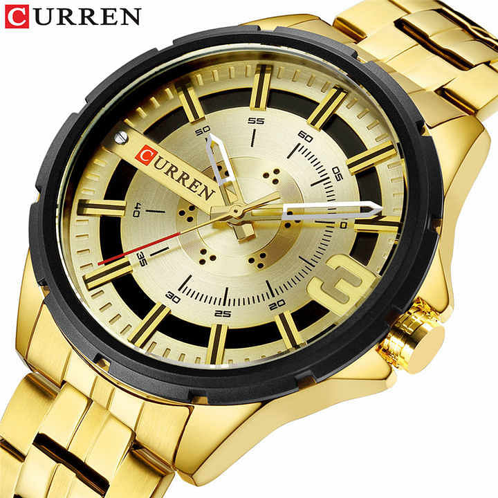 CURREN 8333 Mens Fashion Quartz Watches Business Clocks Stainless Steel Wristwatches New Waterproof Watches Men Wrist GOLD