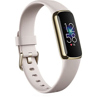Fitbit Activity Fitness Tracker Luxe Track Your Menstrual Health (FB422GLWT) Lunar White / Soft Gold Stainless Steel