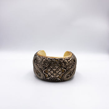 Exquisite Bangle Made of Pure Silver Handmade in Nepal Dragon Carving for Decoration