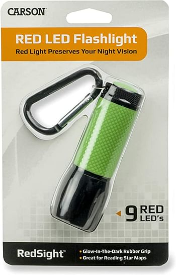 Carson SL-33 RedSight Pro Flashlight - Red LED Torch (Two Brightness Settings)