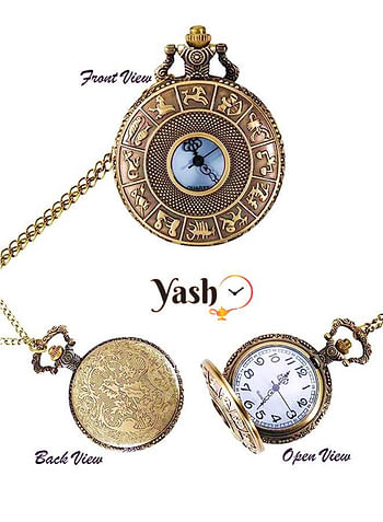 Yash Zodiac Signs Quartz Pocket Watch