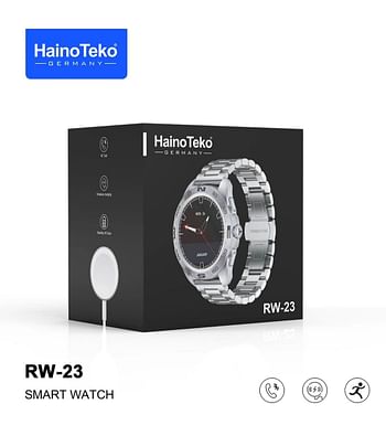 Haino Teko Germany RW23 ساعة ذكية من الفولاذ المقاوم للصدأ تعمل بالبلوتوث للاتصال بنظام Android و Ios Silver