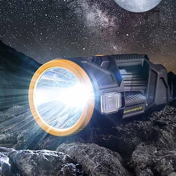 Rechargeable Solar Spotlight, 120,000 Lumens, Handheld Hunting Flashlight, LED Spotlight with Cob Light and Solar Panels, Super Bright Solar Searchlight for Hunting, Marine, Camping