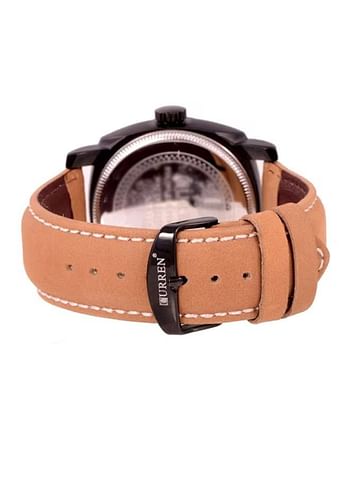 Curren 8158 Mens Casual Water Resistant Analog Watch  - Black and Brown