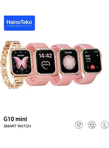 Haino Teko G10 Mini Smart Watch with Four Straps, Fast wireless Charging, Android and iOS, High Capacity Battery, Bluetooth Call and Smart Notification, Multiple Standby Watch Faces  NFC Access Control, Body Temperature Measurement, AlI Voice Assistant, A