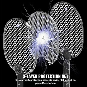 Mosquito Killer Racket Rechargeable Handheld Electric Fly Swatter Bat with UV Light Lamp Racket Bat USB Charging Base