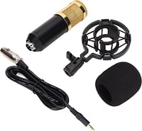 Wired Condenser Microphone, High Output and Low Noise Broadcast Recording Mic, XLR to 3.5mm Microphone with Shockproof Mount, Suitable for Recording Studios