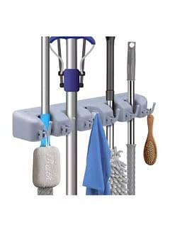 Wall Mounted Hanger Storage Mounted Holder Organizer 5 Position 6 Hooks for Home/Kitchen/Garden Organizing Rack Broom Mops Kitchen Tools Brush