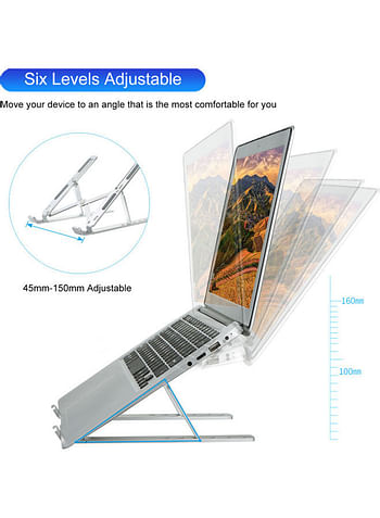 6-Levels Foldable Laptop Stand With Storage Bag Silver