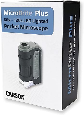 Carson MicroBrite Plus 60x-120x LED Lighted Pocket Microscope with Aspheric Lens System (MM-300)