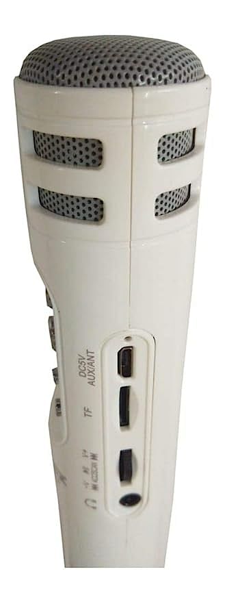 Sonilex TES SL-BS 269 بلوتوث بمكثف ميكروفون محمول باليد وحامل ومكبر صوت للتسجيل الصوتي للهواتف (أبيض)