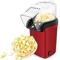 Popcorn Maker Machine Electric Snack Maker,1200-W Hot Air Popcorn, with Measuring Cup and Removable Lid/Instant Popcorn Grade Aluminium Alloy Oil Free Popcorn Maker
