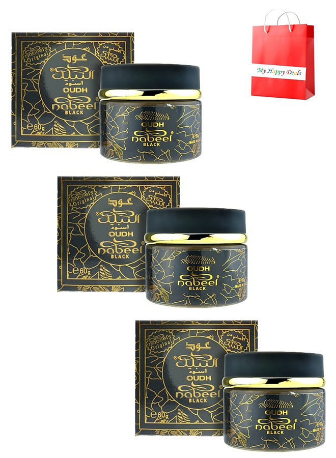 Nabeel Pack of 3 Black Oudh Incense Bakhoor 60 GM