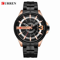CURREN 8333 Original Brand Stainless Steel Band Wrist Watch For Men Black