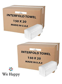 We Happy 6000 PCs Interfold Tissue Papers High Quality Washroom Disposable Hand Towel Best to use in House, Offices, Hospitals or in Cars 150 Pcs x 40 Boxes