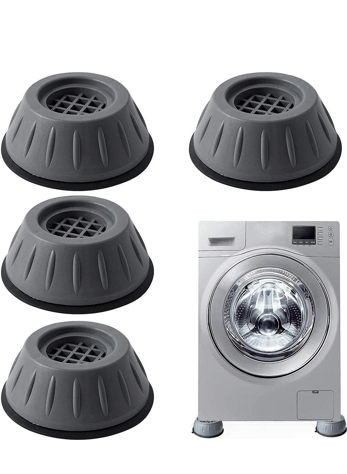 4Pcs Anti Vibration Pads For Washer Dryer Shock And Noise Cancellation, Washing Machine Stand To Prevent Shifting, Shaking Walking For Home, Gray
