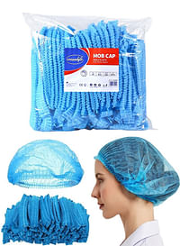 100 قطعة من Gesalife قبعات الاستحمام للاستعمال مرة واحدة غير المنسوجة Mob Hair Net 19 بوصة أزرق
