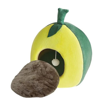 Igloo Cat Bed Indoor House with High Density Sponge Yellow with Green - 45x52x58cm