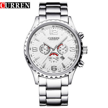 CURREN 8056 Original Brand Stainless Steel Band Wrist Watch For Men