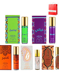 5 Pieces Ultimate Nabeel Roll On Collection Authentic Arabic Fragrance Oil Perfume Tajebni, Sandal, Amber, Tawasul, Khayali 6 ML