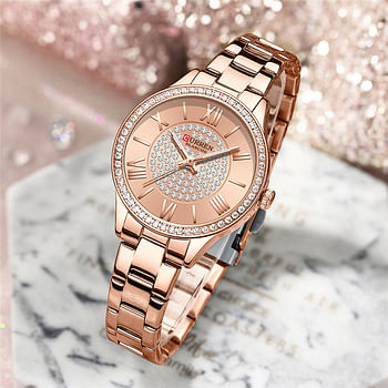 CURREN 9084 Original Brand Stainless Steel Band Wrist Watch For Women With  Box .