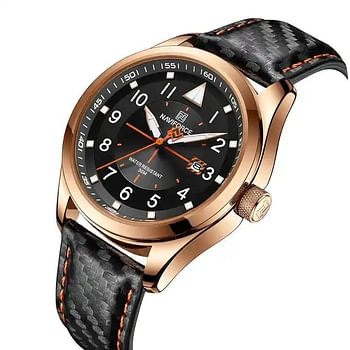 NAVIFORCE 8022 Business Men Wristwatch Top Brand Luxury Blue Auto Date Man Watch Black Genuine Leather Sport Quartz Male Clock RG/B