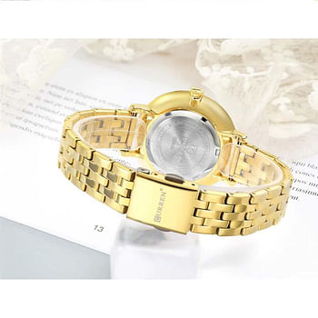 Curren 9046 Original Brand Stainless Steel Band Wrist Watch For Women / Gold