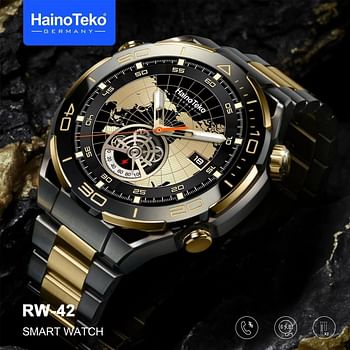 Haino Teko Germany RW42 Round Shape Large Screen AMOLED Display Smart Watch With 2 Pair Straps and Wireless Charger For Men's and Boys