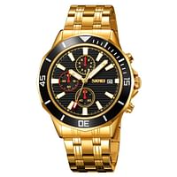 SKMEI 9335 Chronograph Stainless Steel Water Resist 46.5 mm - Gold, Black