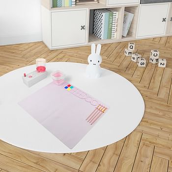 Silicone Painting Mat with Foldable Cup and Paintbrushes Pink