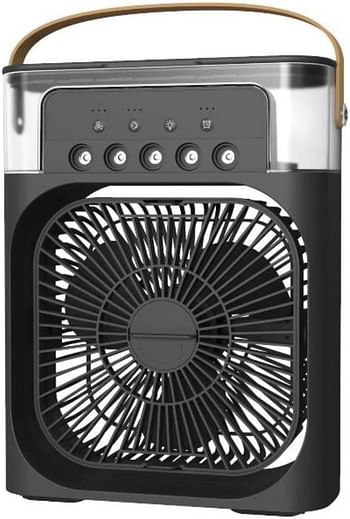 Power Portable Personal Air Conditioner with 5in 1 Timing Evaporative Cooler 7 Colors Light 5 Sprays 3 Speeds Ideal for Small Rooms Offices Cars and Camping - Black