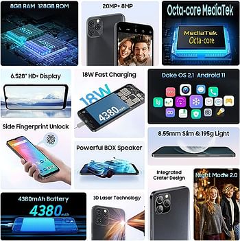 Blackview Unlocked Smartphones, A95, 8GB+128GB/SD 1TB Expandable, 4G Dual SIM Unlocked Phones Android 11, 18W Fast Charge 4380mAh Battery, 20MP+8MP Camera, 6.5" HD Face/Fingerprint T-Mobile Phones - Fanatasy Galaxy Rainbow