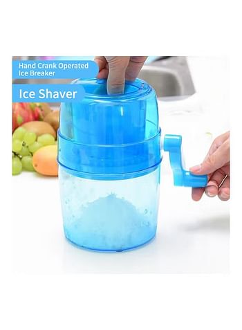 Ice Shaver Machine, Hand Crank Operated Ice Breaker Ice Crusher Maker Snow Cone Machine Blue
