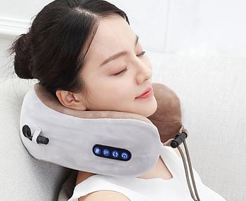 Multifunctional Heating U-Shaped Electric Massager Portable Neck Shoulder Kneading Massager Home Travel Car Massage Pillow random color