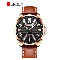 CURREN 8379 Chocolate PU Leather Analog Watch For Men - Rose Gold & Chocolate