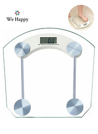 We Happy Personal Digital Weighing Scale Machine, Home or Bathroom Use Weight Measurement Tool, Thick Glass Fitness Tracker
