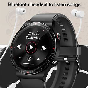 Smart watch BML BW-01 men / women music player Smartwatch 2022 IP67 Waterproof Voice Assistant Stainless Steel Dual Straps Metal Band & Leather Straps for Android / iOS - Black