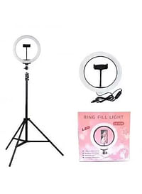 Generic LC-330 LED Selfie Ring Fill Light With Stand And Phone Holder - Black