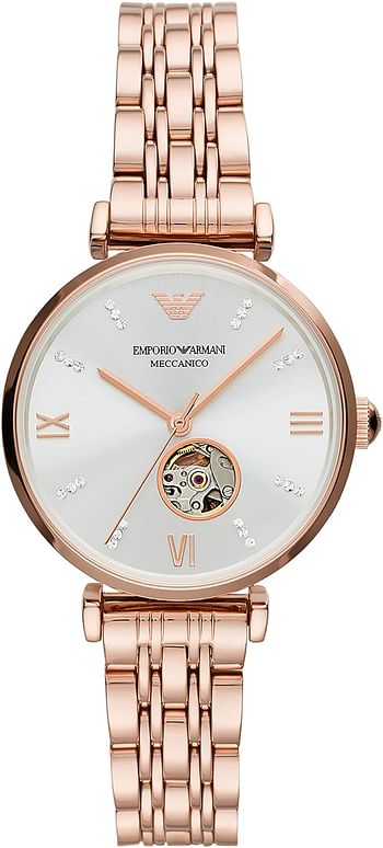 Emporio Armani Ar60023 Women's Stainless Steel Two-Hand Dress Watch 34 mm - Rose Gold