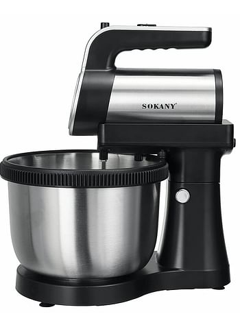 SOKANY Electric Stand Mixer 4L 5 Speed Tilt Head with Dough Rod Wire Whip & Beater Stainless Steel Bowl