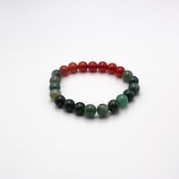 Natural Red Carnelian and Green Aventurine Crystal Bracelet