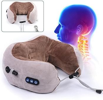 Multifunctional Heating U-Shaped Electric Massager Portable Neck Shoulder Kneading Massager Home Travel Car Massage Pillow random color