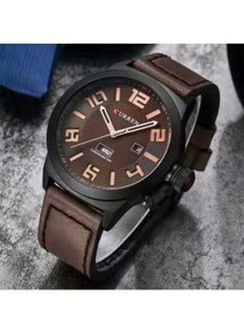 Curren 8270 Water Resistant Analog Watch for Men - Deep Brown