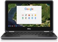 جهاز كمبيوتر محمول قابل للتحويل من Dell Chromebook 11 3189 2in1 بشاشة تعمل باللمس مقاس 11.6 بوصة ومعالج Intel Celeron وذاكرة وصول عشوائي سعة 4 جيجابايت وذاكرة وصول عشوائي سعتها 16 جيجابايت ورسومات Intel HD و Chrome OS-Black