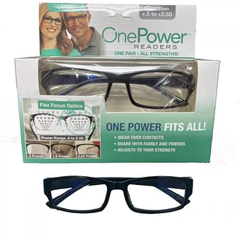 One power New reading glasses 0.5 to 2.5 Flex focus Optics - Black