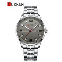 CURREN 8411 Original Brand Stainless Steel Band Wrist Watch For Men - Silver and Gray