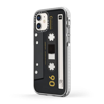 Casetify Cassette Collection Apple iPhone 12 Mini Case - 10 Ft. غطاء ممتص للصدمات للحماية من الصدمات ، مضاد للميكروبات ، نحيف وخفيف الوزن ، متوافق مع الشحن اللاسلكي و MagSafe - Mixtape أسود